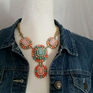 Statement Necklace Coral & Turquoise