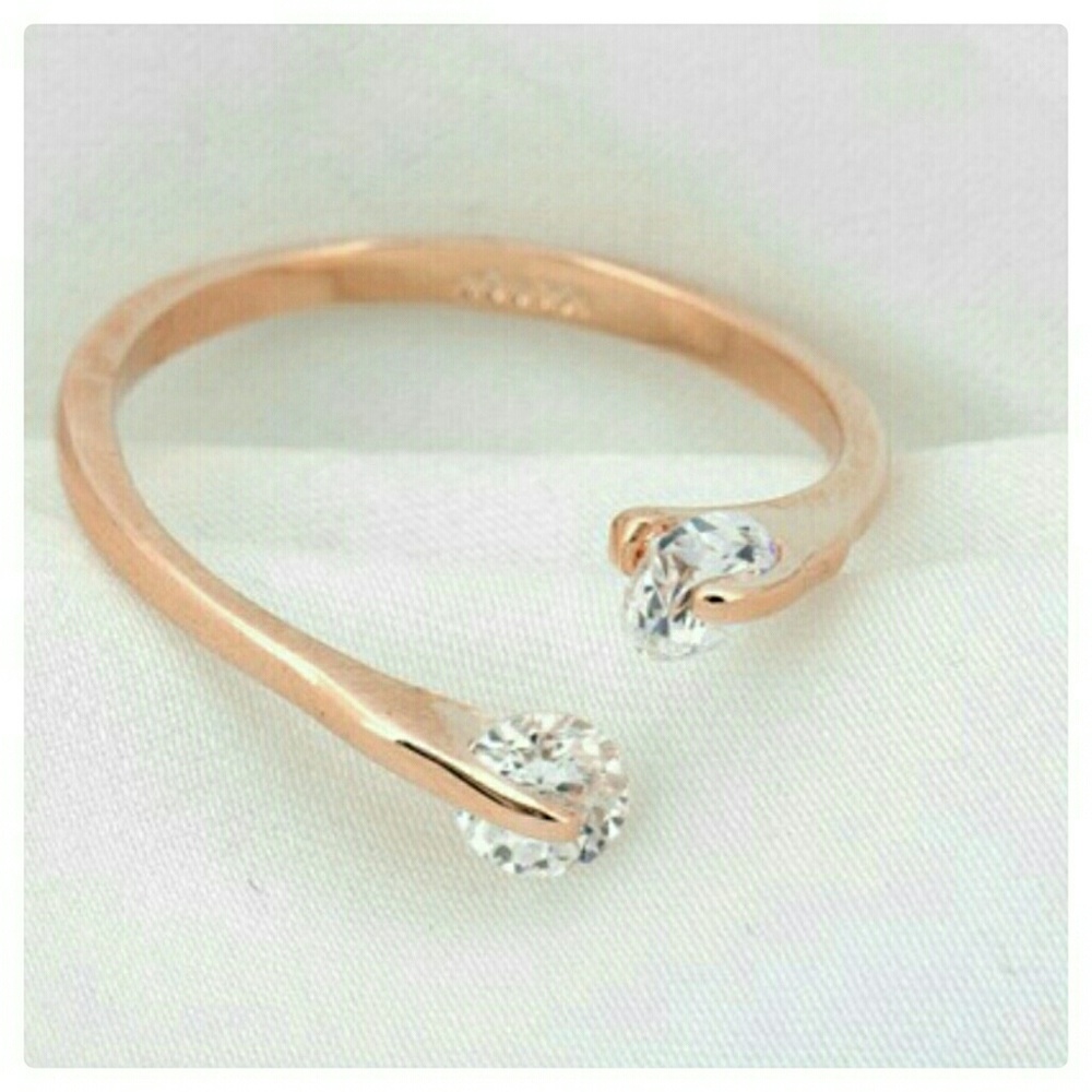 💟H.P.💗 (LAST 1, SZ 7.25) 5🌟 18K RGP 2 CZ Ring - Picture 3 of 5