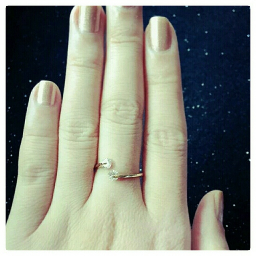 💟H.P.💗 (LAST 1, SZ 7.25) 5🌟 18K RGP 2 CZ Ring - Picture 4 of 5