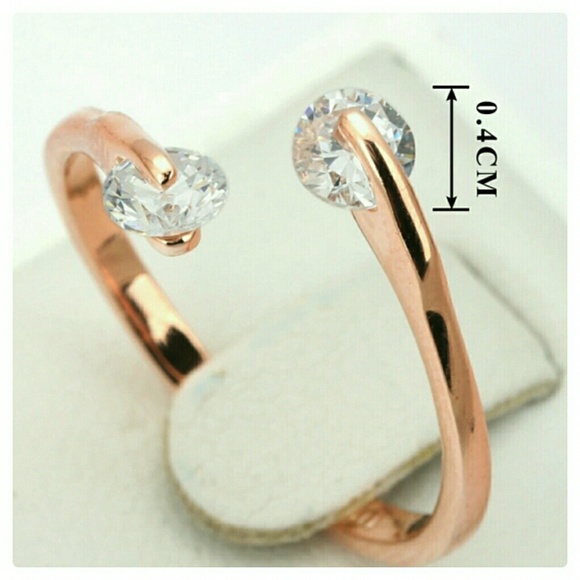 💟H.P.💗 (LAST 1, SZ 7.25) 5🌟 18K RGP 2 CZ Ring - Picture 2 of 5