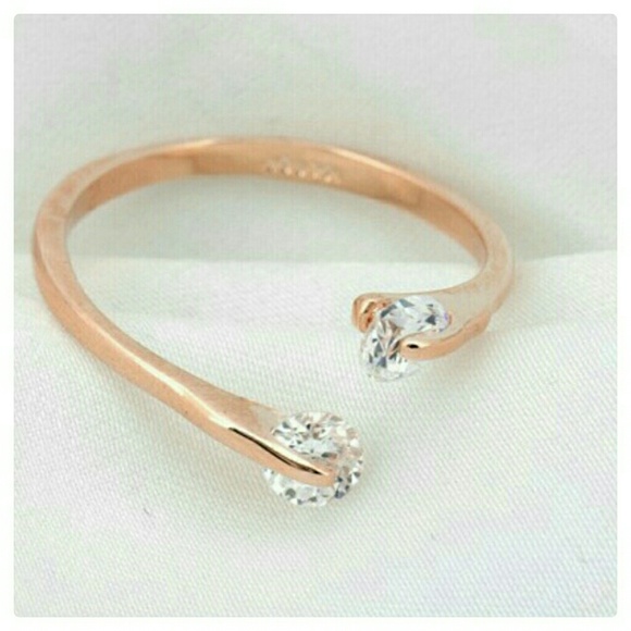💟H.P.💗 (LAST 1, SZ 7.25) 5🌟 18K RGP 2 CZ Ring - Picture 3 of 5