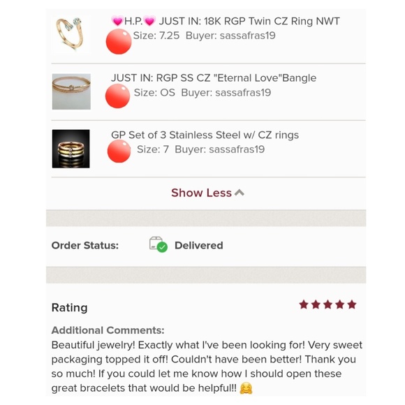 💟H.P.💗 (LAST 1, SZ 7.25) 5🌟 18K RGP 2 CZ Ring - Picture 5 of 5