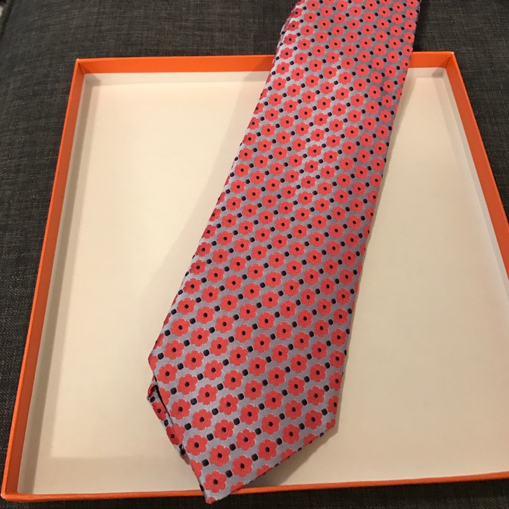 Zegna Red and blue flower pattern tie