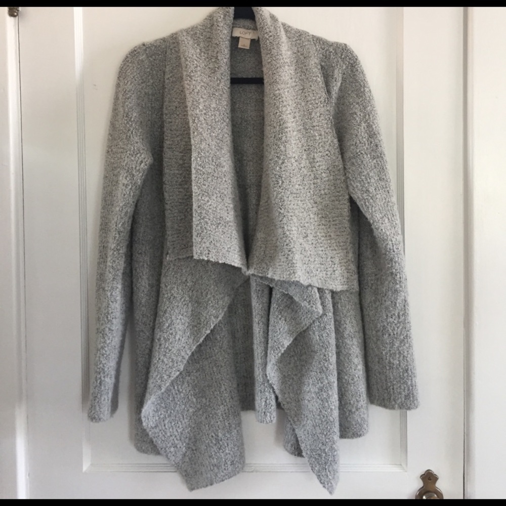 Grey Knit Drape Front Sweater by Loft