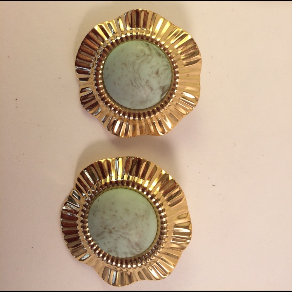 Faux Stone & Metal Pierced Earrings