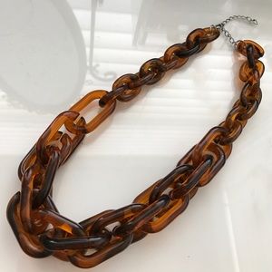 Brown Acrylic Chain Statement Necklace