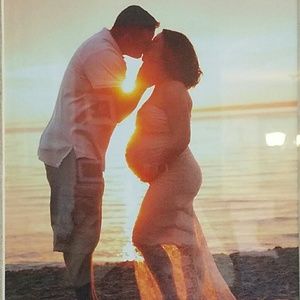 Lace blush pink maternity gown