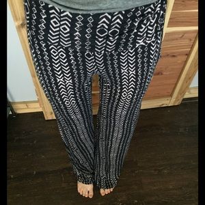 Black Tribal Tight Flared Leg Pants
