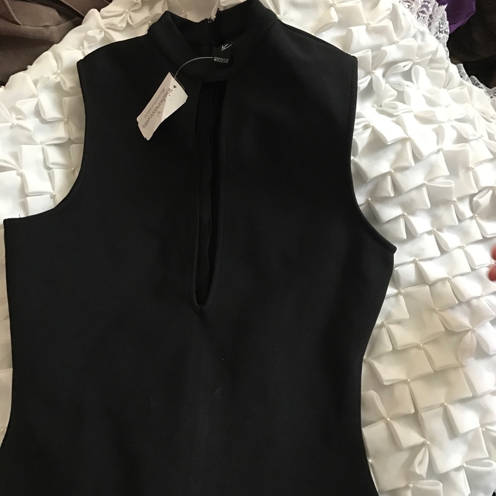 Black Tight Dress With Front Slit Opening
