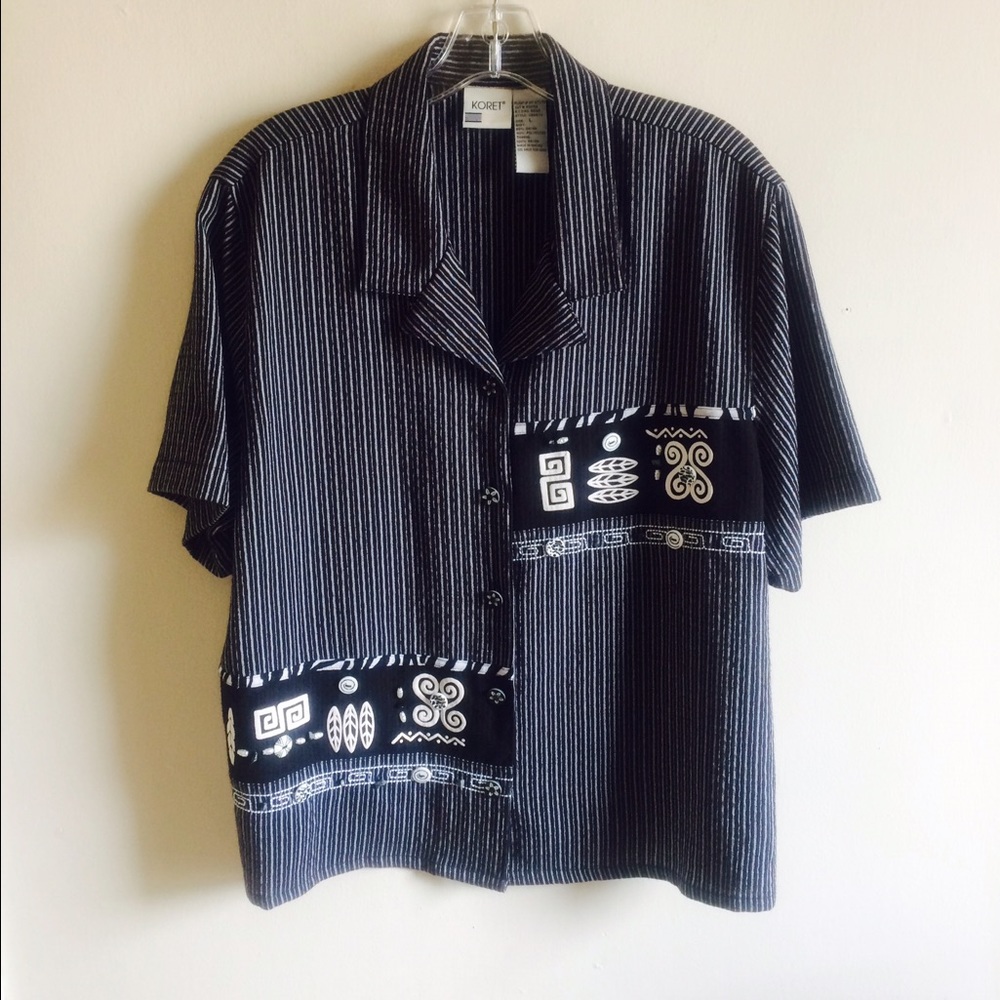 KORET Short Sleeve Button Down Blouse Sz L