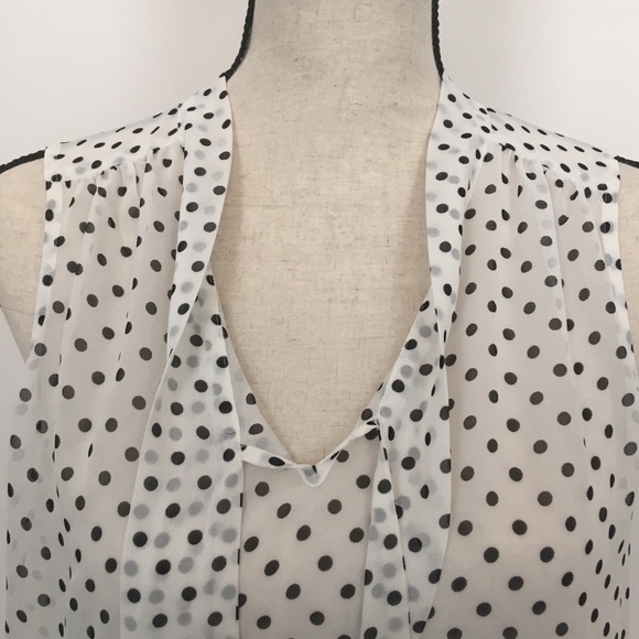 Ann taylor loft sheer polka dot bow Blouse - Picture 4 of 7