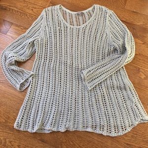 J Jill Open Weave Silver Gray Sweater