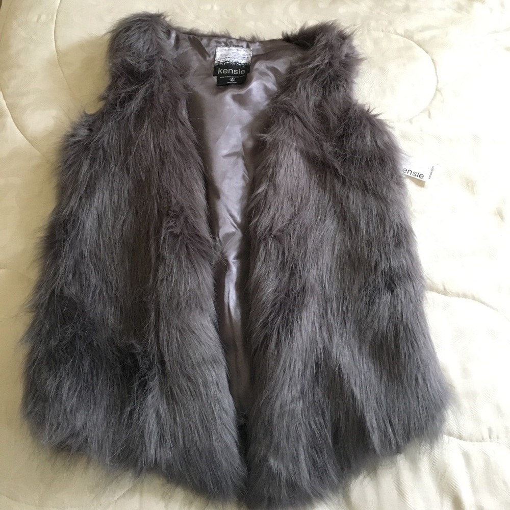 Gray Faux Fur Vest