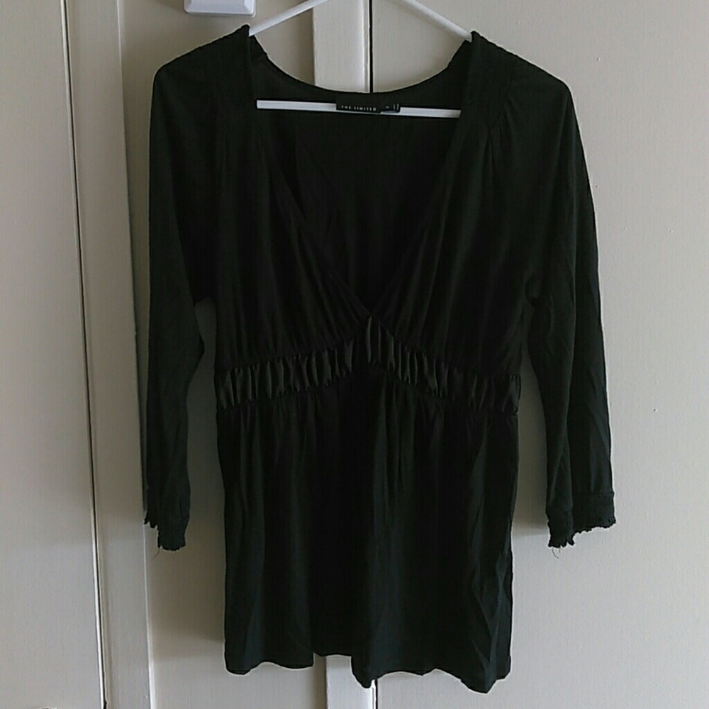 The limited black ruffle sheer mesh blouse