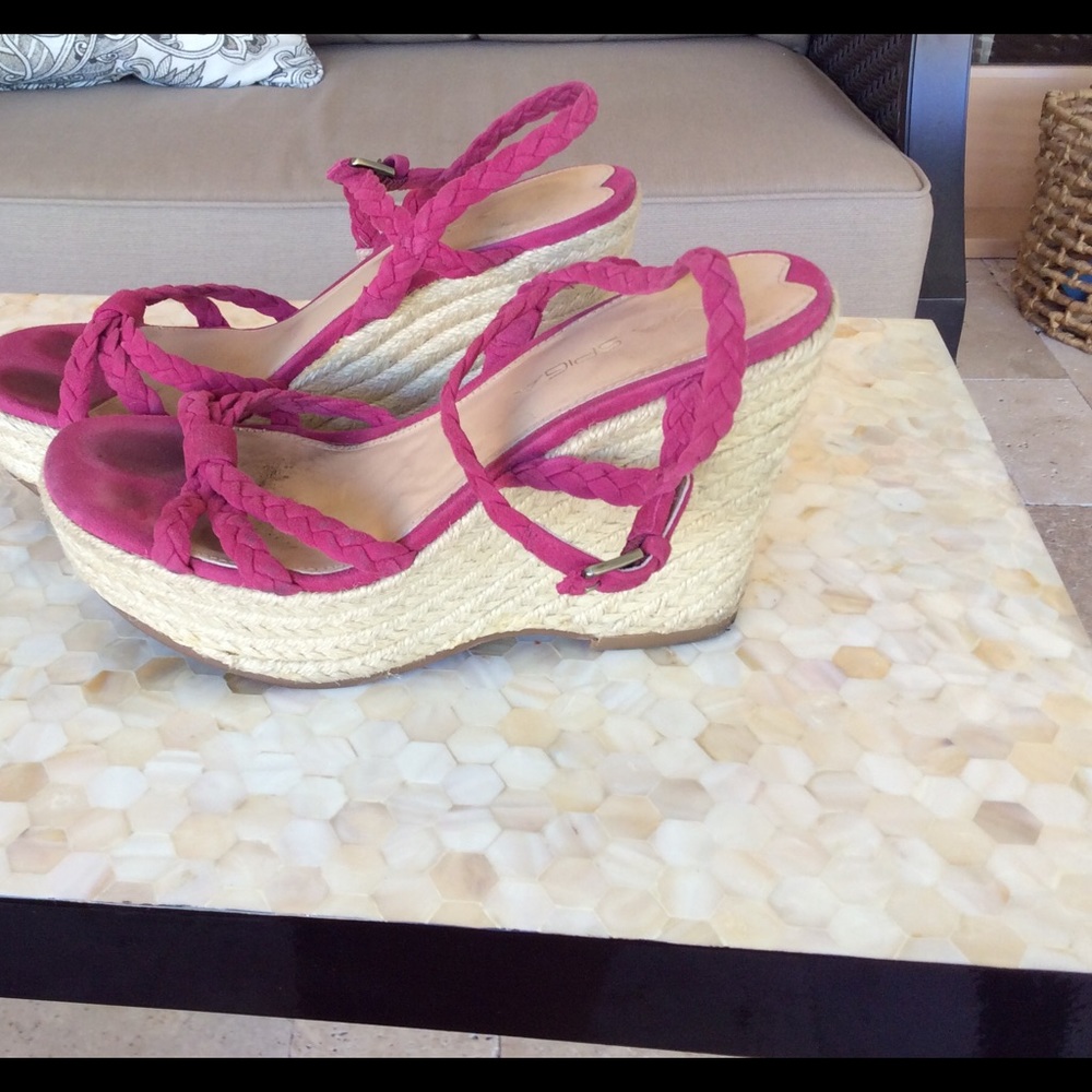Pink espadrilles wedges