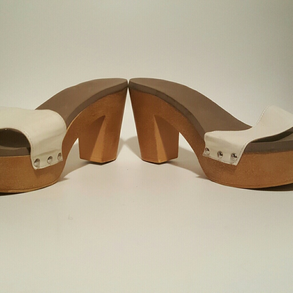 Platform white chunky heel