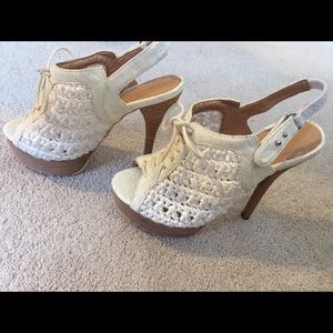 VICTORIA’S SECRET COLIN STUART LACE PEEP TOE SANDALS