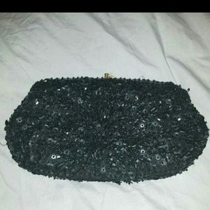 Sequin evening clutch with zipper