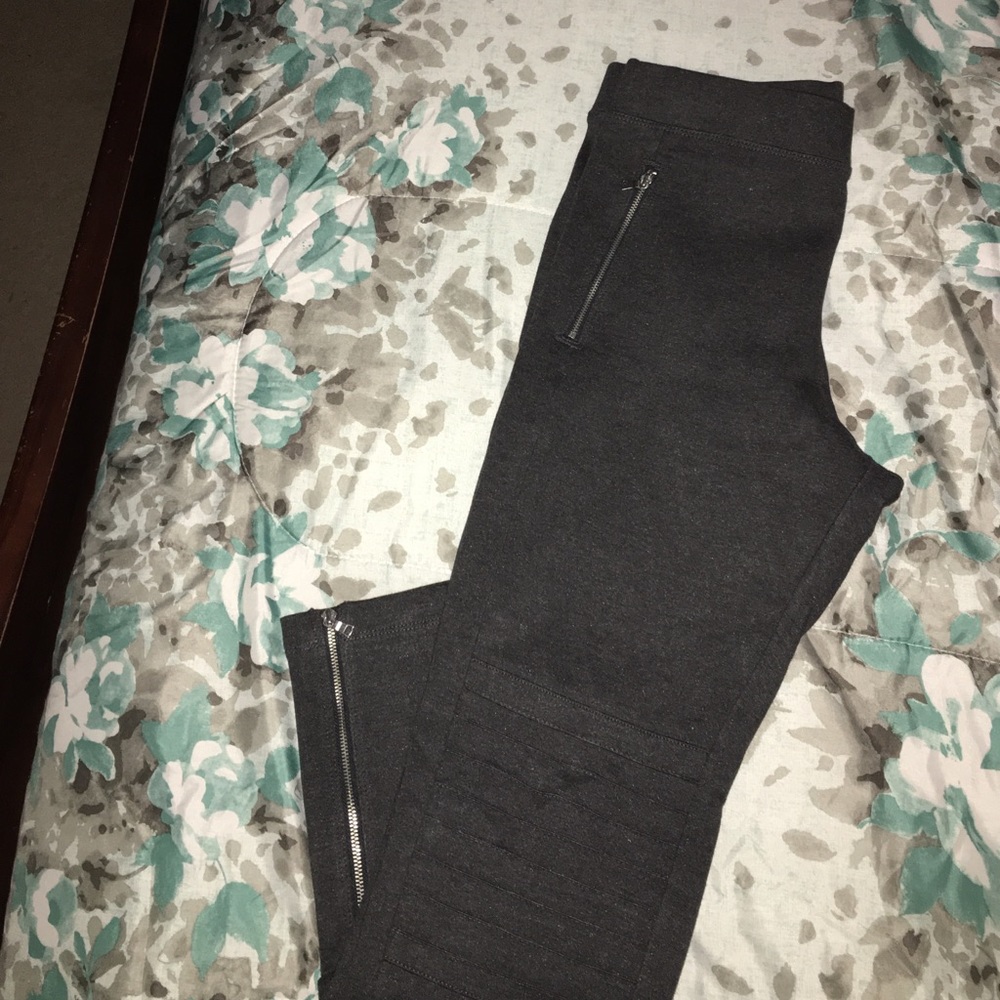 Gray moto pants