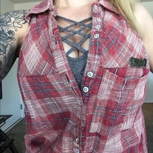 Gilded intent cut of sleeve flannel shirt