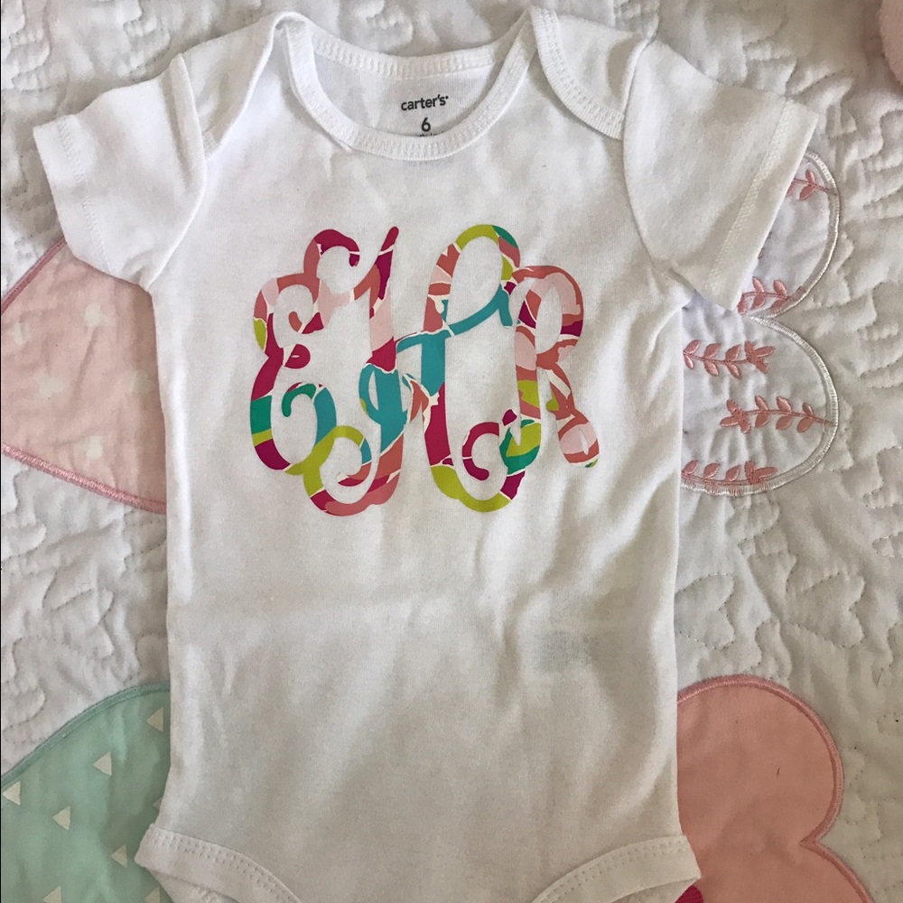 Custom Lilly print monogram onesie