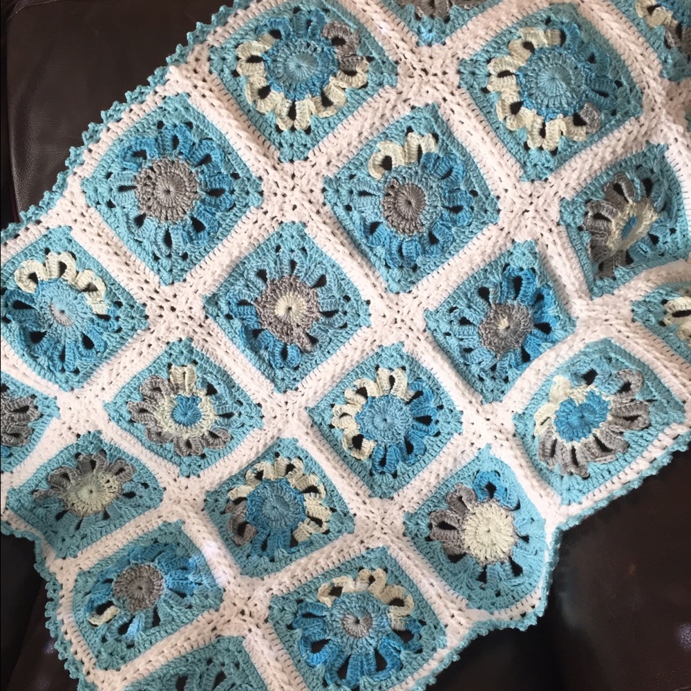 Baby blue crochet blanket