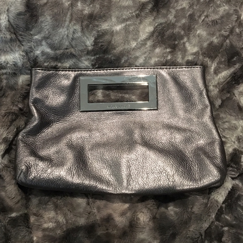 MICHAEL KORS pewter metallic clutch