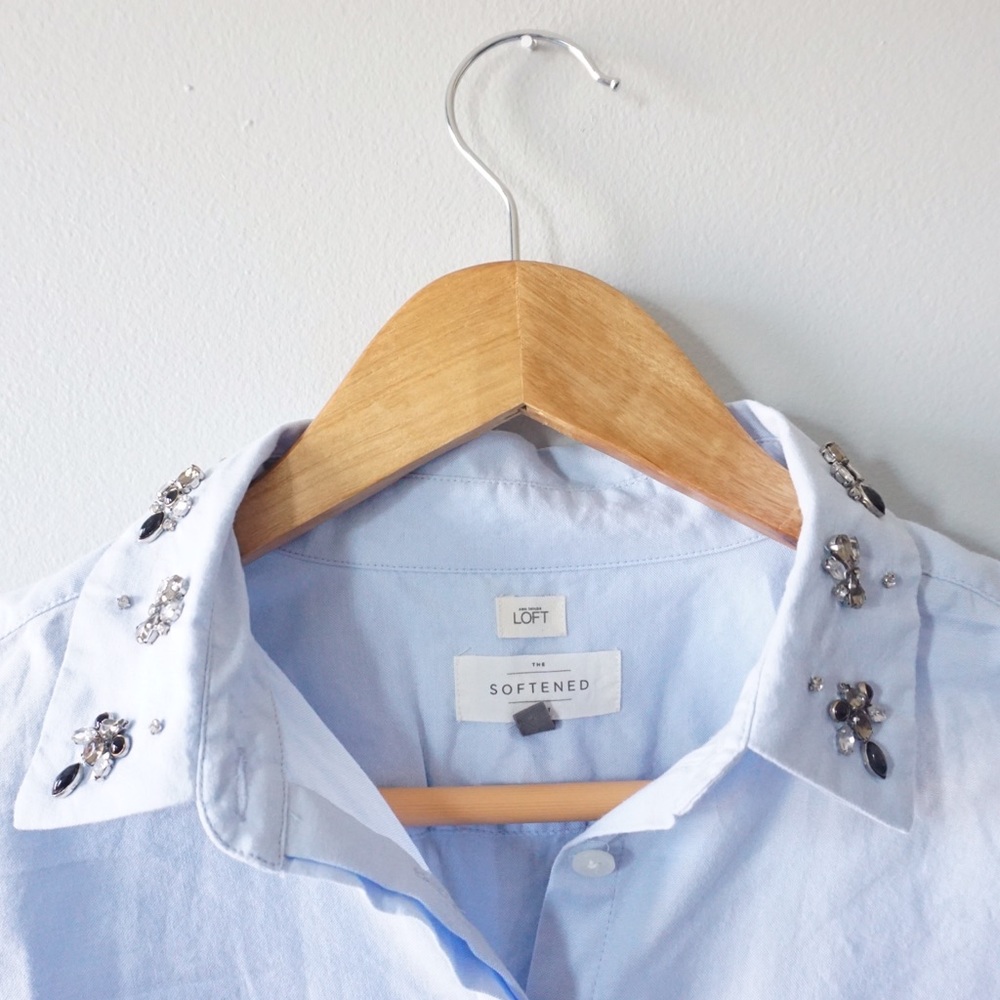 Loft The Softened Blue Jeweled Top - Picture 4 of 4