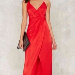Red slip/wrap dress