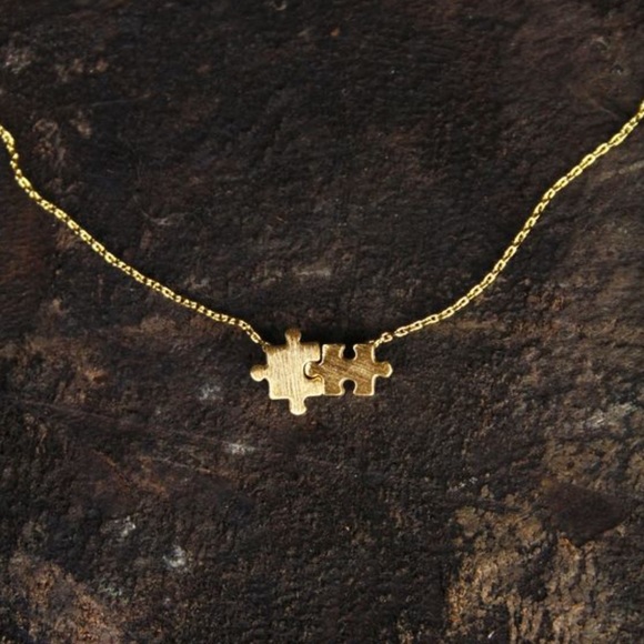 Anthropologie Jewelry - Delicate gold puzzle piece necklace