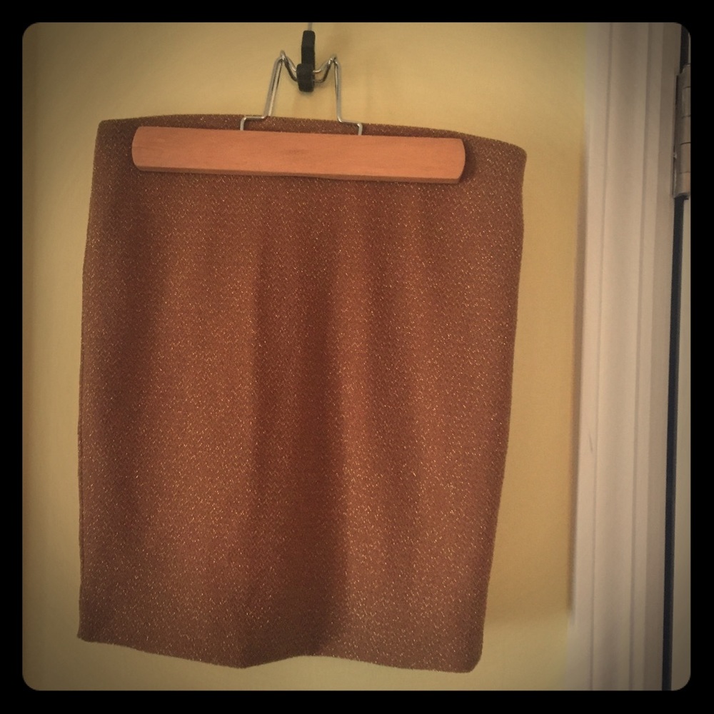 Brown sparkly gold bando skirt