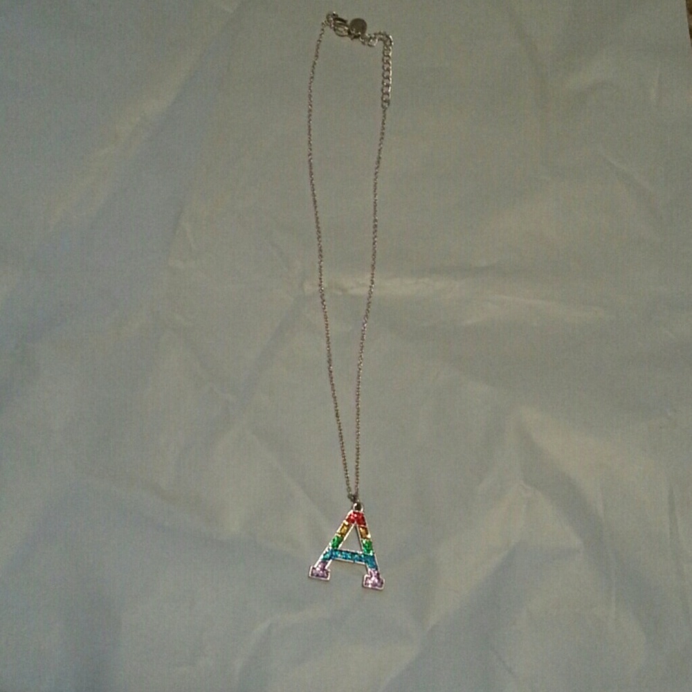 Claire's Rainbow A initial necklace