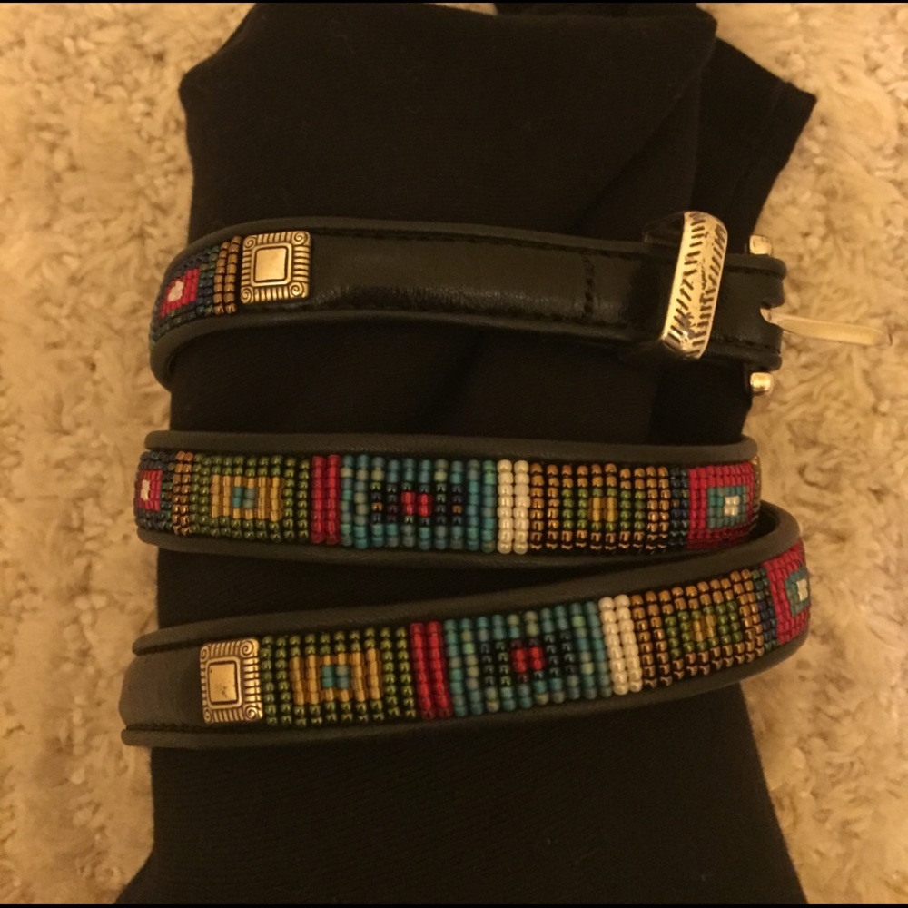 1 day SALE ❗️Brighton Black Leather  Bead Belt L
