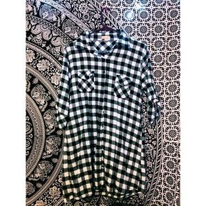 Long Black & White Flannel