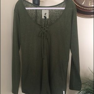 Long sleeve army green short jumper