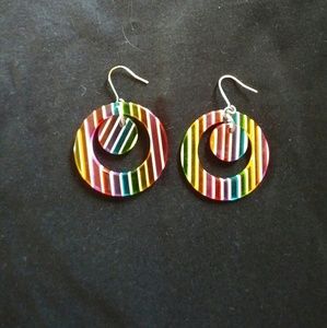 Rainbow striped dangle earrings