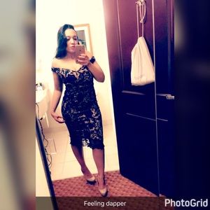 Bardot Lace Midi Dress in Navy by Missguided