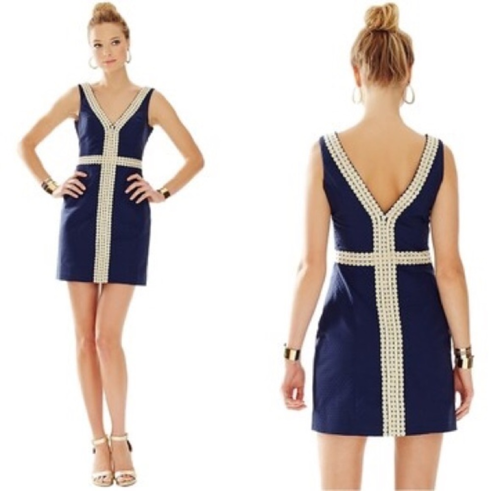 NWOT Lilly Pulitzer Bentley Shift Dress Navy Gold