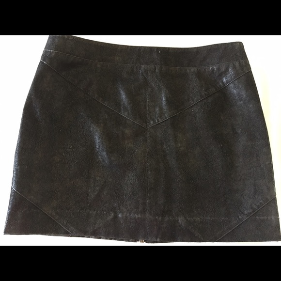 Free People Black Leather Gold Silver Studs Skirt - Picture 3 of 3