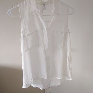 Sheer Off White Button Top