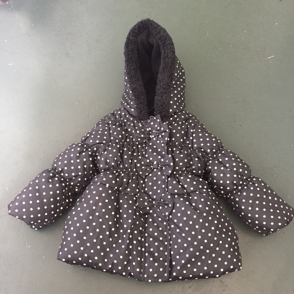 Adorrable black with white polka dot coat