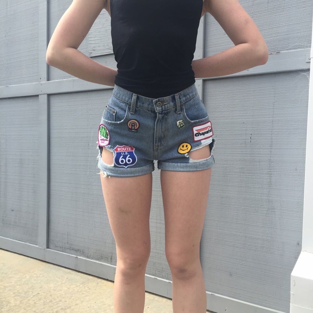 Carmar Patched Ripped Cuffed Denim Shorts
