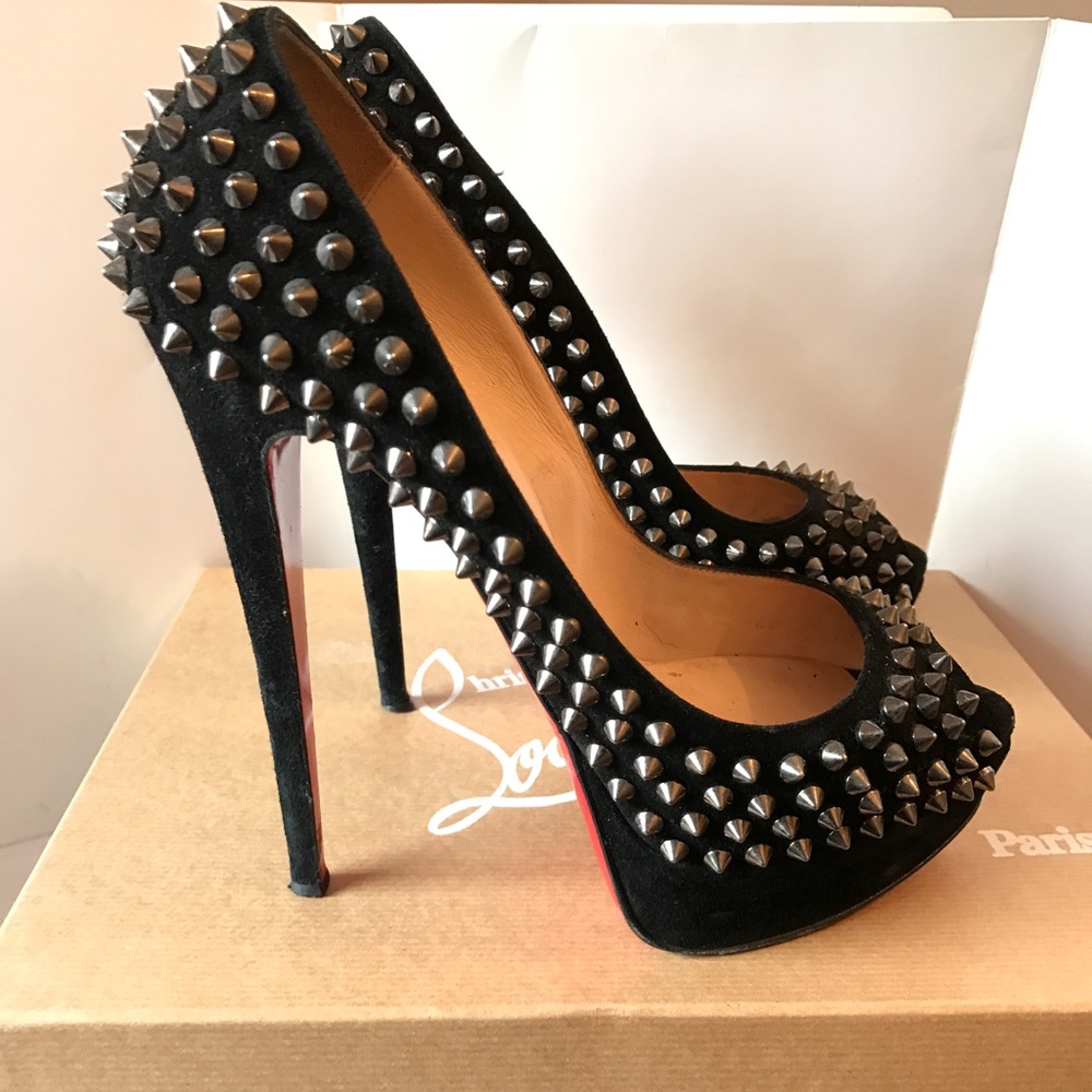 Christian Louboutin Lady Peep Spikes, Sz 39.5