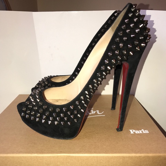 Christian Louboutin Lady Peep Spikes, Sz 39.5 - Picture 2 of 8