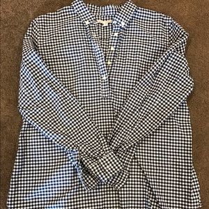 Navy blue gap maternity gingham buttondown large