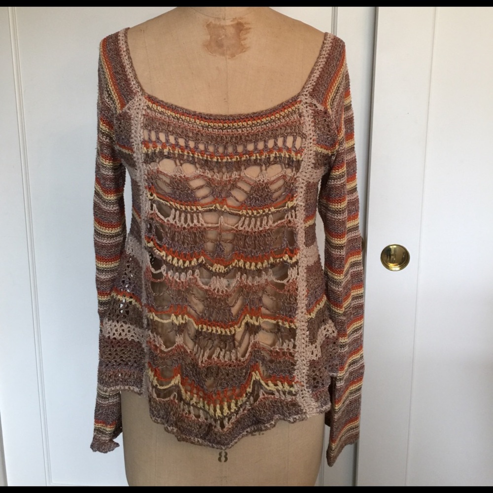 Free People Orange & Brown Sweater