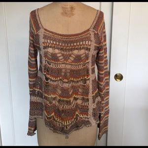 Free People Orange & Brown Sweater