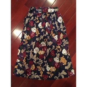 Vintage Floral Midi Skirt