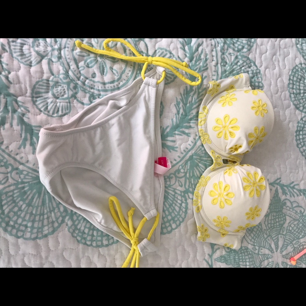 Victoria Secret Neon Yellow Flower Bikini