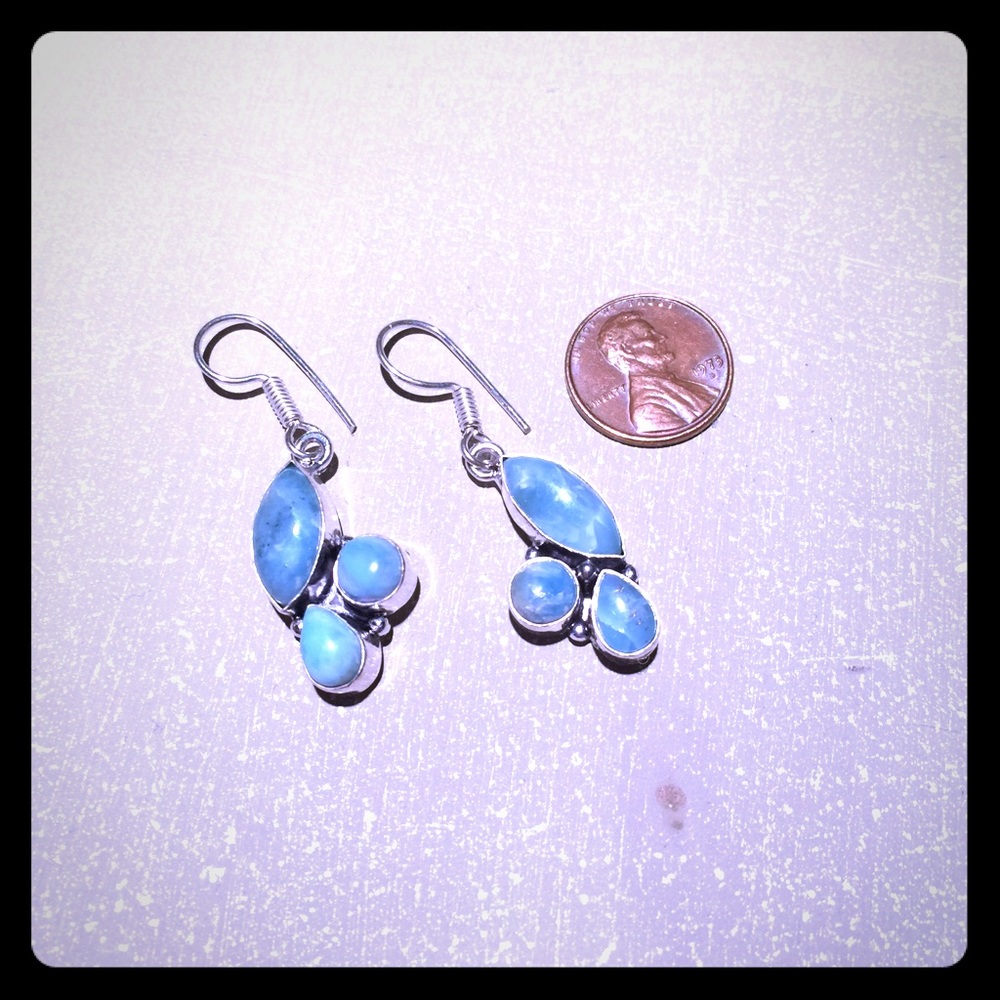 Larimar drop earrings.